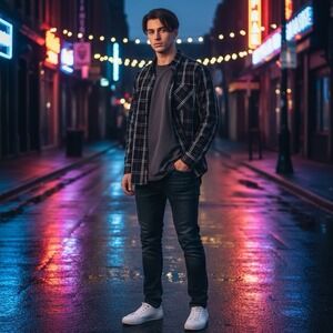 Metal Mulisha Plaid Button Down Shirt Black Red Gray Long Sleeve Men's Large